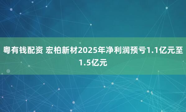 粤有钱配资 宏柏新材2025年净利润预亏1.1亿元至1.5亿元